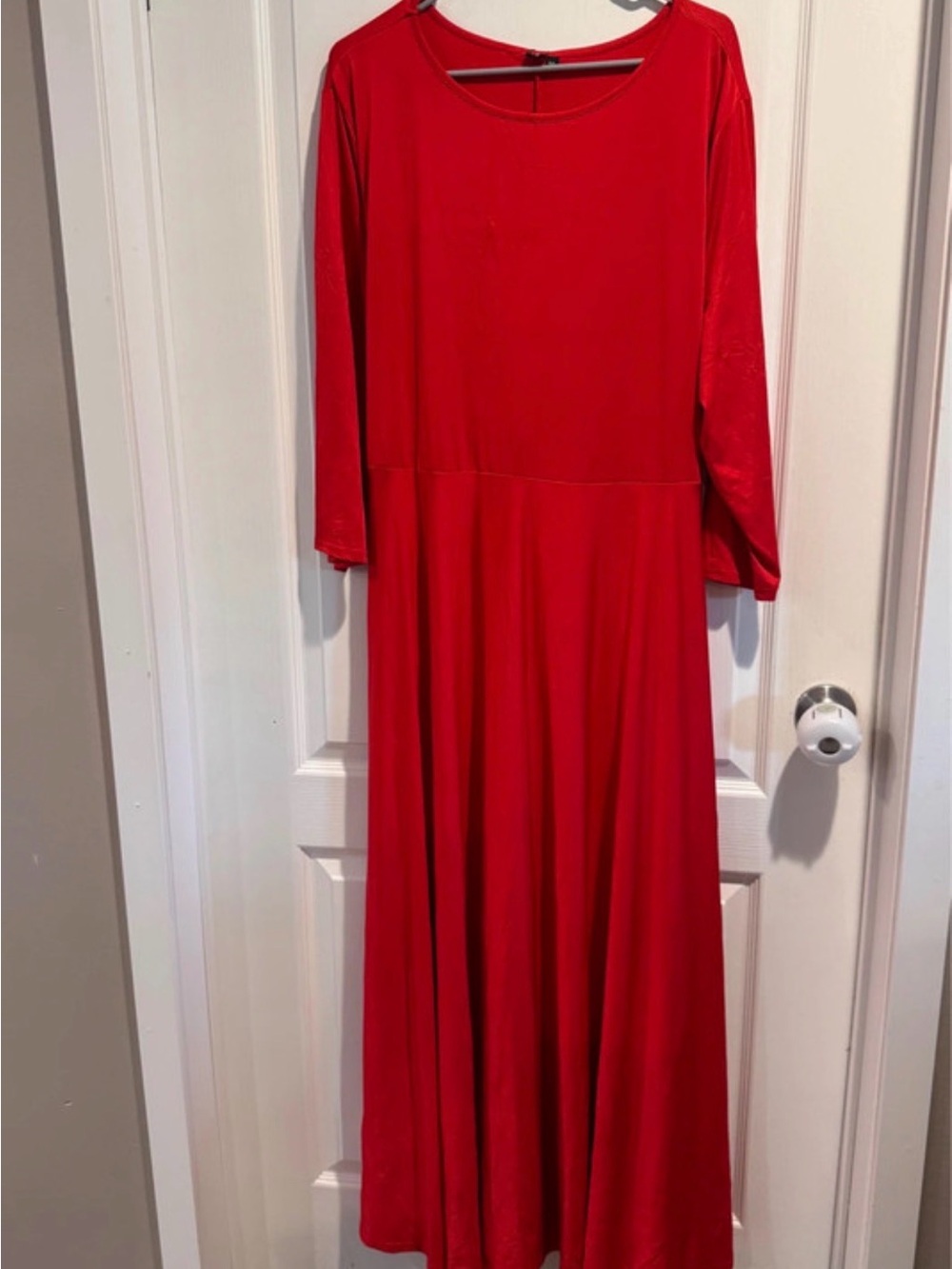 Classic Red Long-Sleeve Maxi Dress